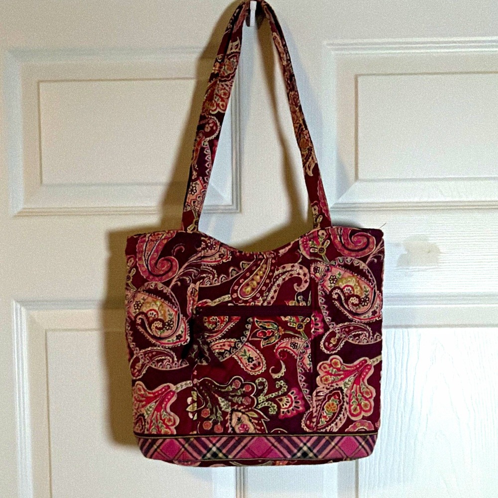 Vera Bradley Quilted Cotton Piccadilly Plum Retired Print 2005 Shoulder Bag Tote